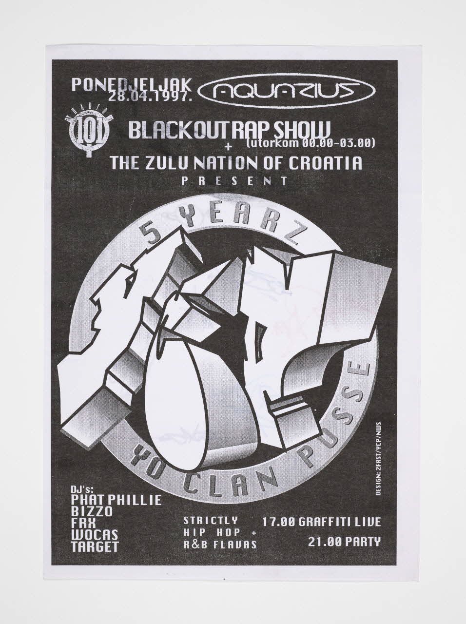 2Fast affiche Affiche pour une soirée organisée pour les 5 ans du groupe YCP Croatie 1997 2024.15.7 Photo Mucem / Marianne Kuhn