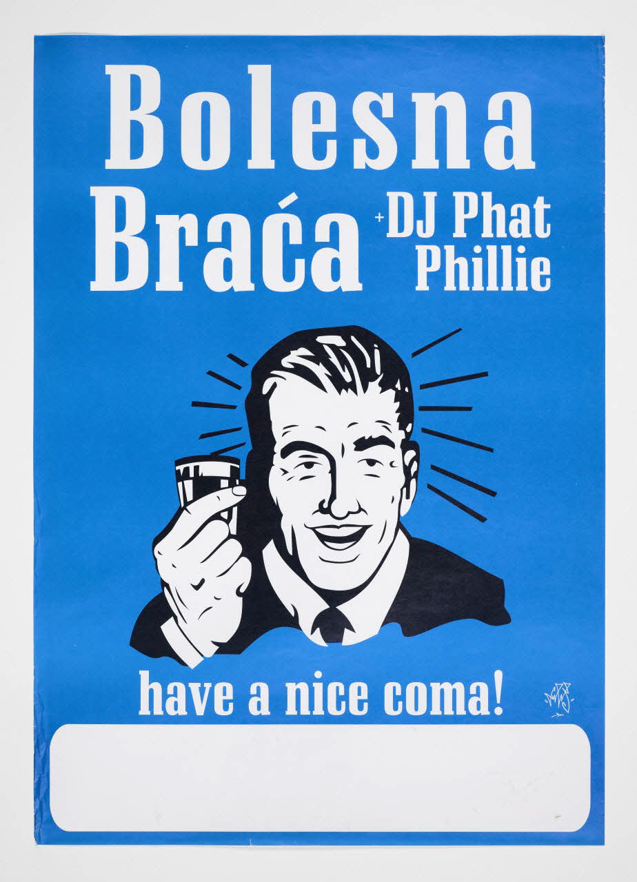 Lunar affiche prototype d'affiche pour un concert du groupe Bolesna braća Croatie 2004 2024.16.5 Photo Mucem / Marianne Kuhn