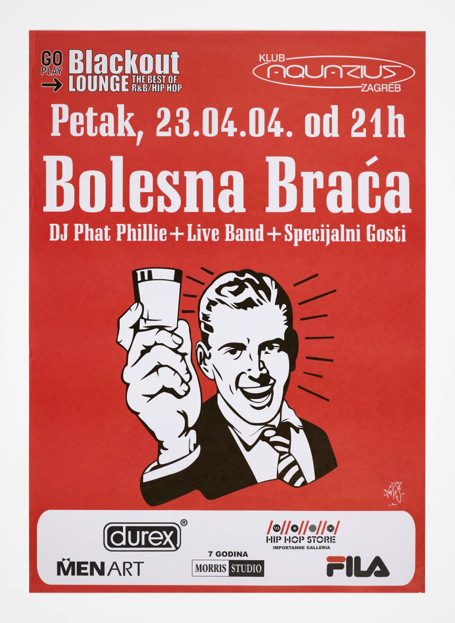 Lunar affiche Affiche pour un concert du groupe Bolesna braća Croatie 2004 2024.16.6 Photo Mucem / Marianne Kuhn