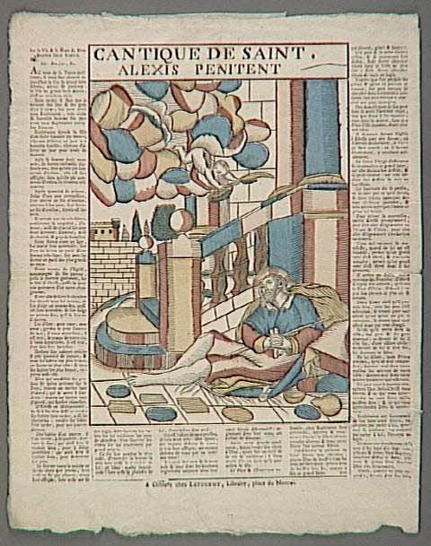 Charles Le Brun ; Jean-Baptiste Letourmy imagerie ancienne CANTIQUE DE SAINT,  ALEXIS PENITENT Orléans 1774-1800 1986.81.8 Photo RMN-Grand Palais (Mucem)