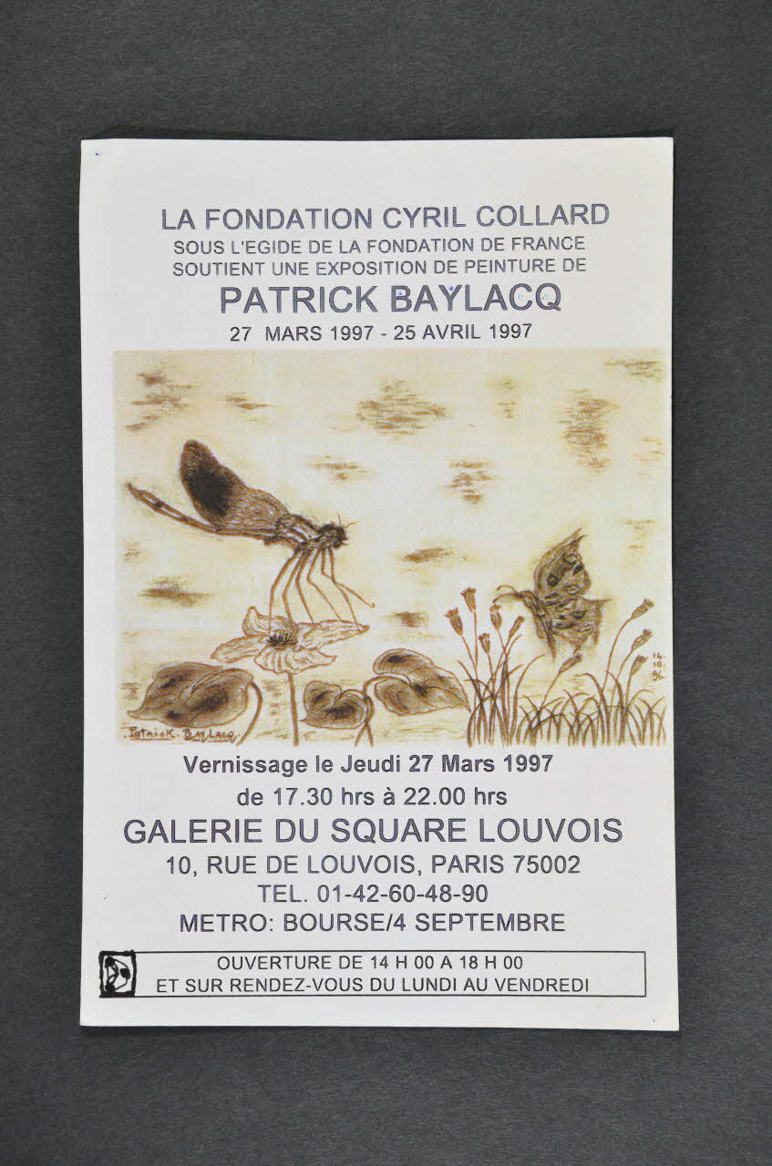 Fondation Cyril Collard prospectus "Exposition de peinture de Patrick Baylacq" France 1997 2003.100.17 Photo Mucem