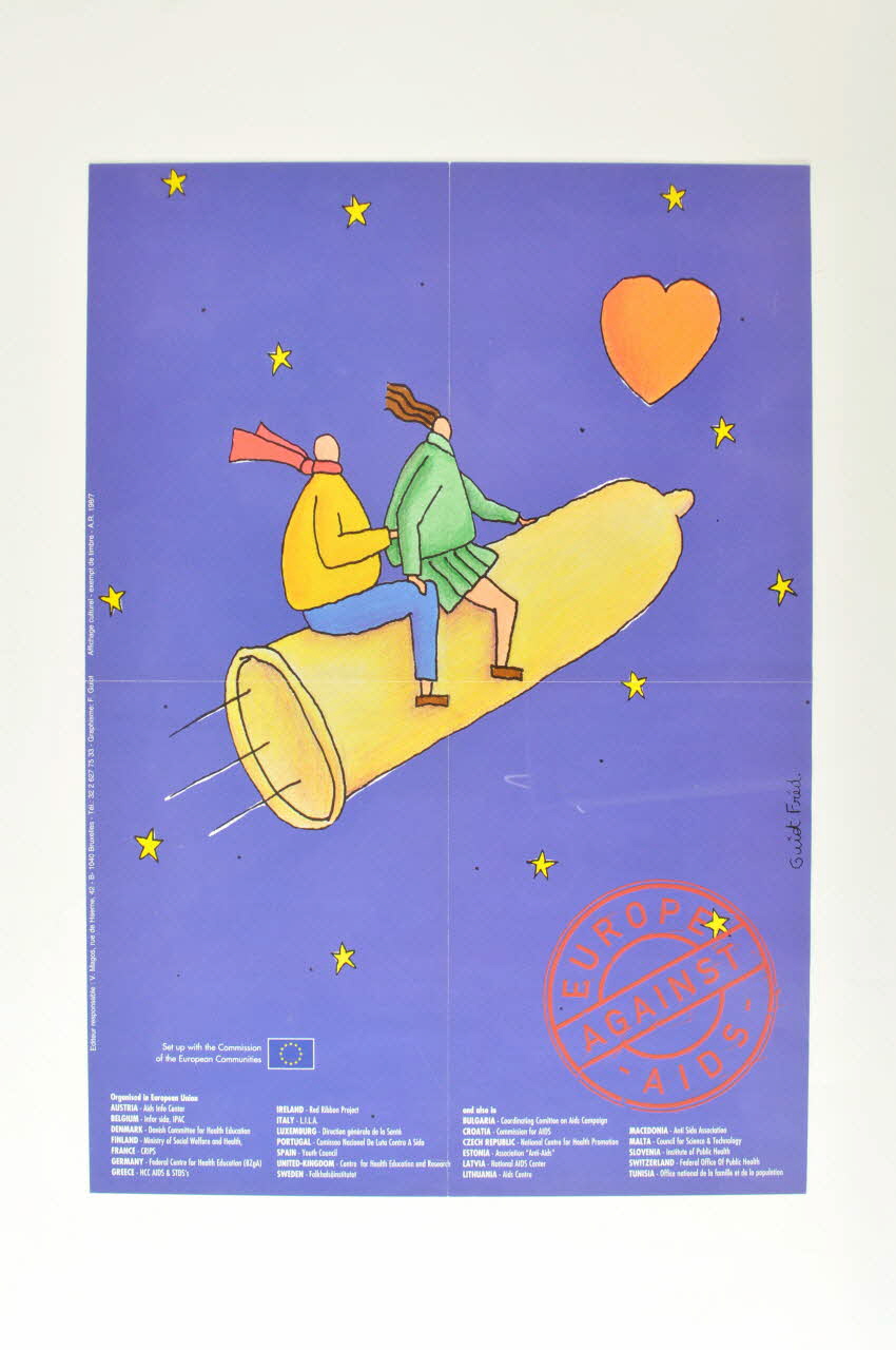 Ministère de la santé affiche "Europe against Aids" Luxembourg 1987 2005.10.17 Photo Mucem