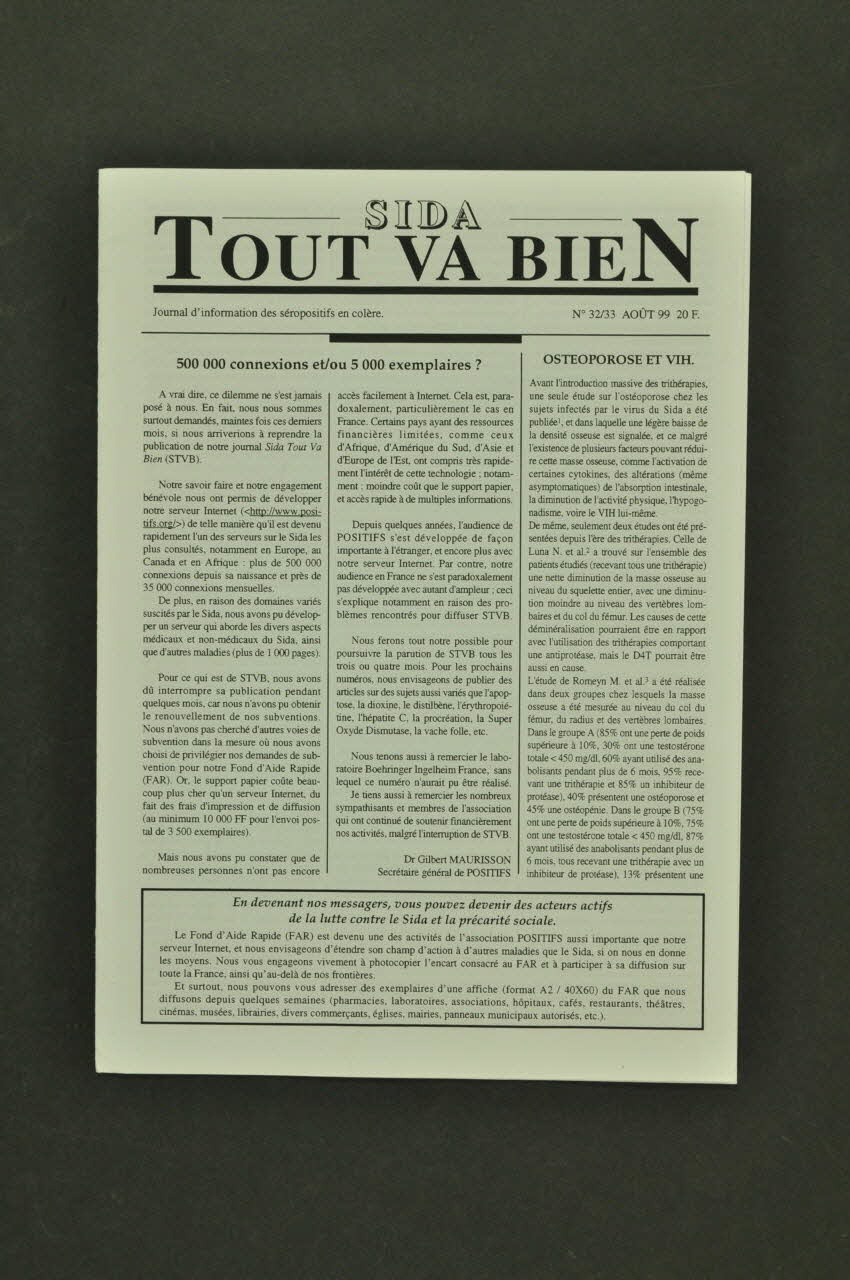 journal "Sida Tout va bien" n° 32 août 99 France 1999/8 2003.100.4 Photo Mucem