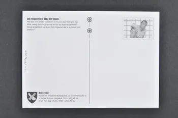SAD Schorer Stichting carte postale "Een vluggertje is geen hiv waard / Ik ben nu geil. Weg met die condooms (traduction) Pays-Bas 2004 2005.100.21 Photo Mucem