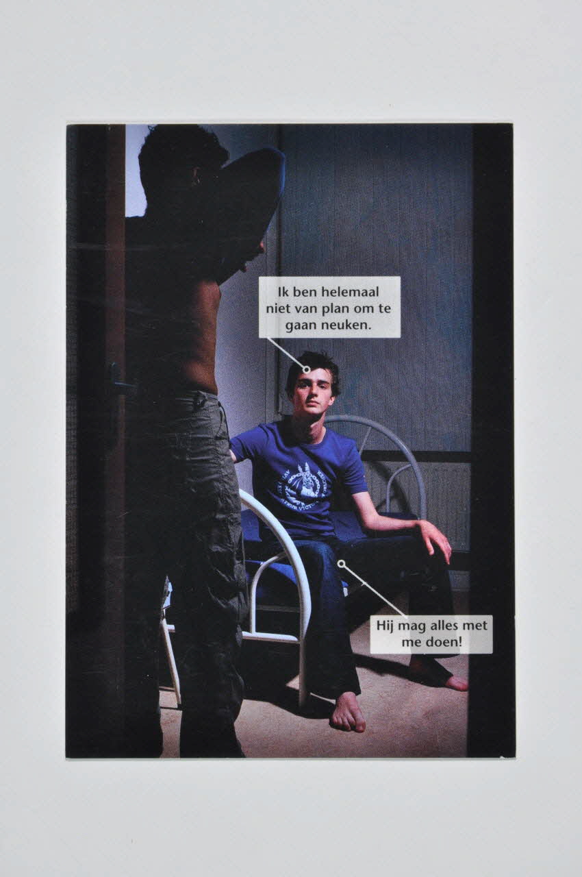 SAD Schorer Stichting carte postale "Ik ben helemaal niet van plan om te gaan neuken / Hij mag alles met me doen !" (traduction) Pays-Bas 2004 2005.100.22 Photo Mucem