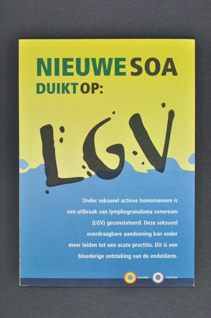 SAD Schorer Stichting Dépliant "Nieuwe soa : LGV" (Une nouvelle maladie sexuellement transmissible : la LGV) Pays-Bas 2004/4 2005.100.33 Photo Mucem