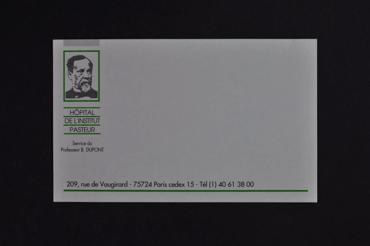 Hôpital Pasteur - Personnel et malades carte de visite Carte de visite Hôpital pasteur France 1999 2003.100.8 Photo Mucem