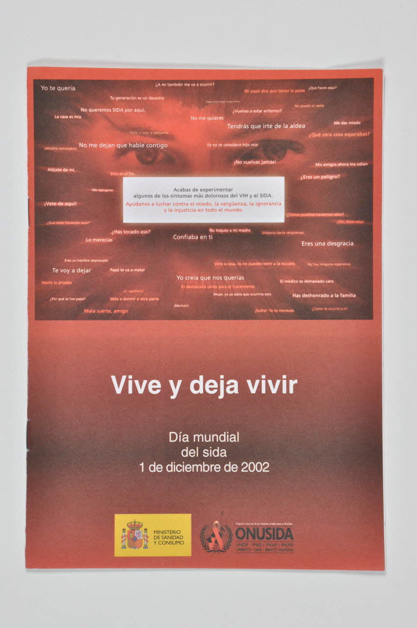 Onusida , Ministerio De Sanidad Y Consumo BROCHURE "Vive y deja vivir" (Vivre et laisser vivre) Espagne 2002 2003.101.13 Photo Mucem