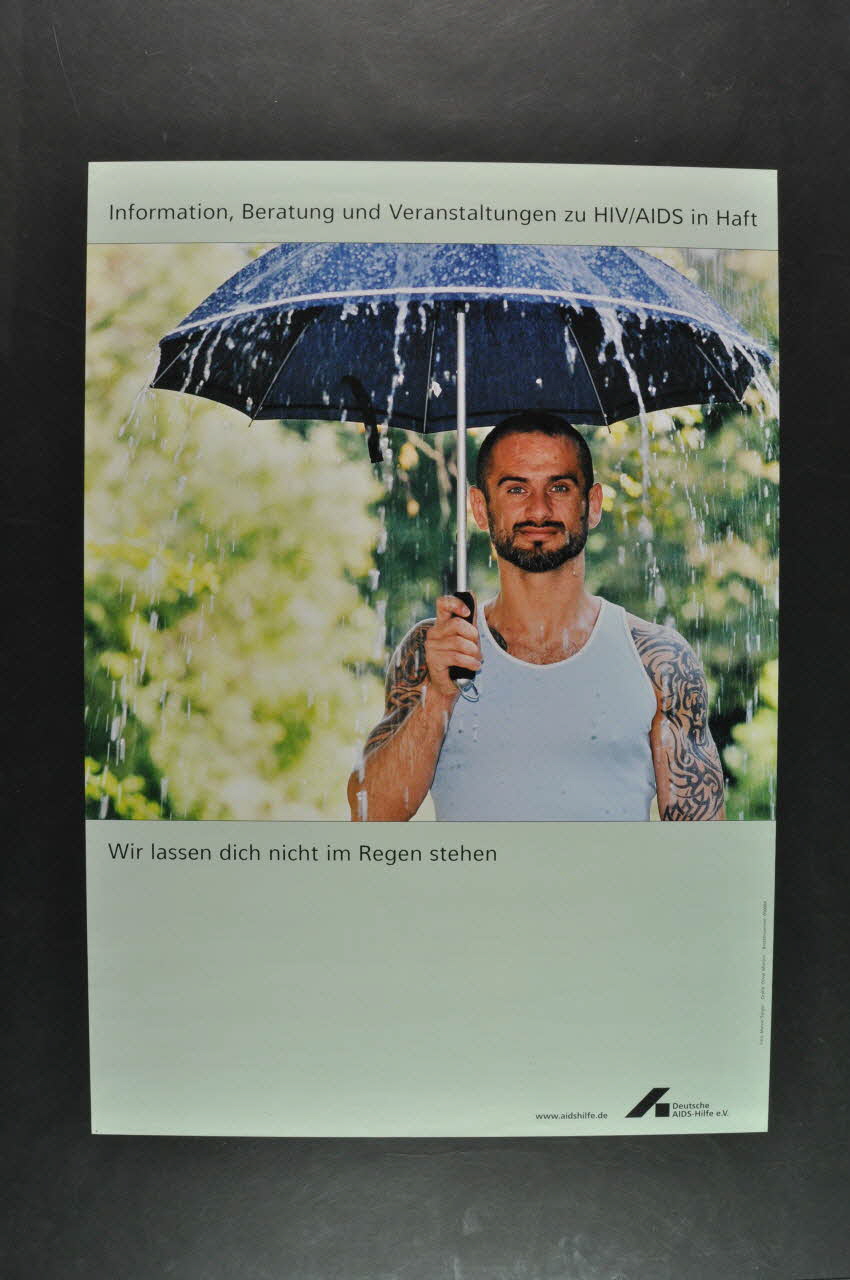 Deutsche Aids-Hilfe affiche "Information, Beratung und Veranstaltungen zu HIV/AIDS in Haft"(Information, conseil et prise en charge du  VIH/ Sida en prison) Allemagne 2004 2004.117.18 Photo Mucem