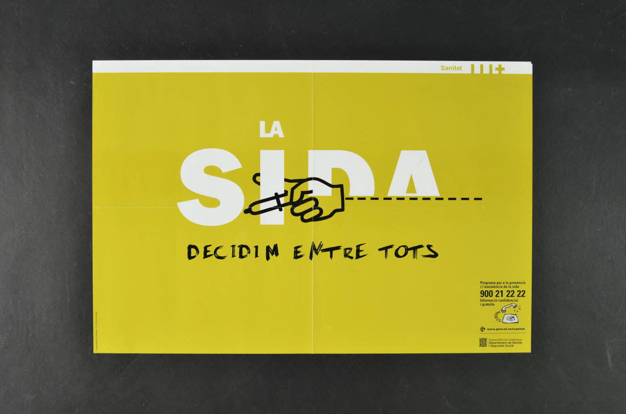 Generalitat De Catalunya, Departament de Sanitat i Assistència Social affiche " La Sida decidim entre tots"  (Le sida concerne tout le monde??) Espagne 2003 2003.101.15 Photo Mucem