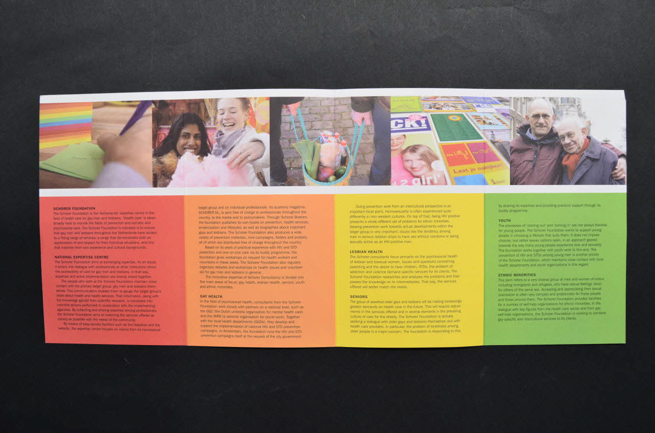 Dépliant "Schorer Foundation. Expertise Centre for Lesbian and Gay Specific health care" 2005.100.40 Photo Mucem