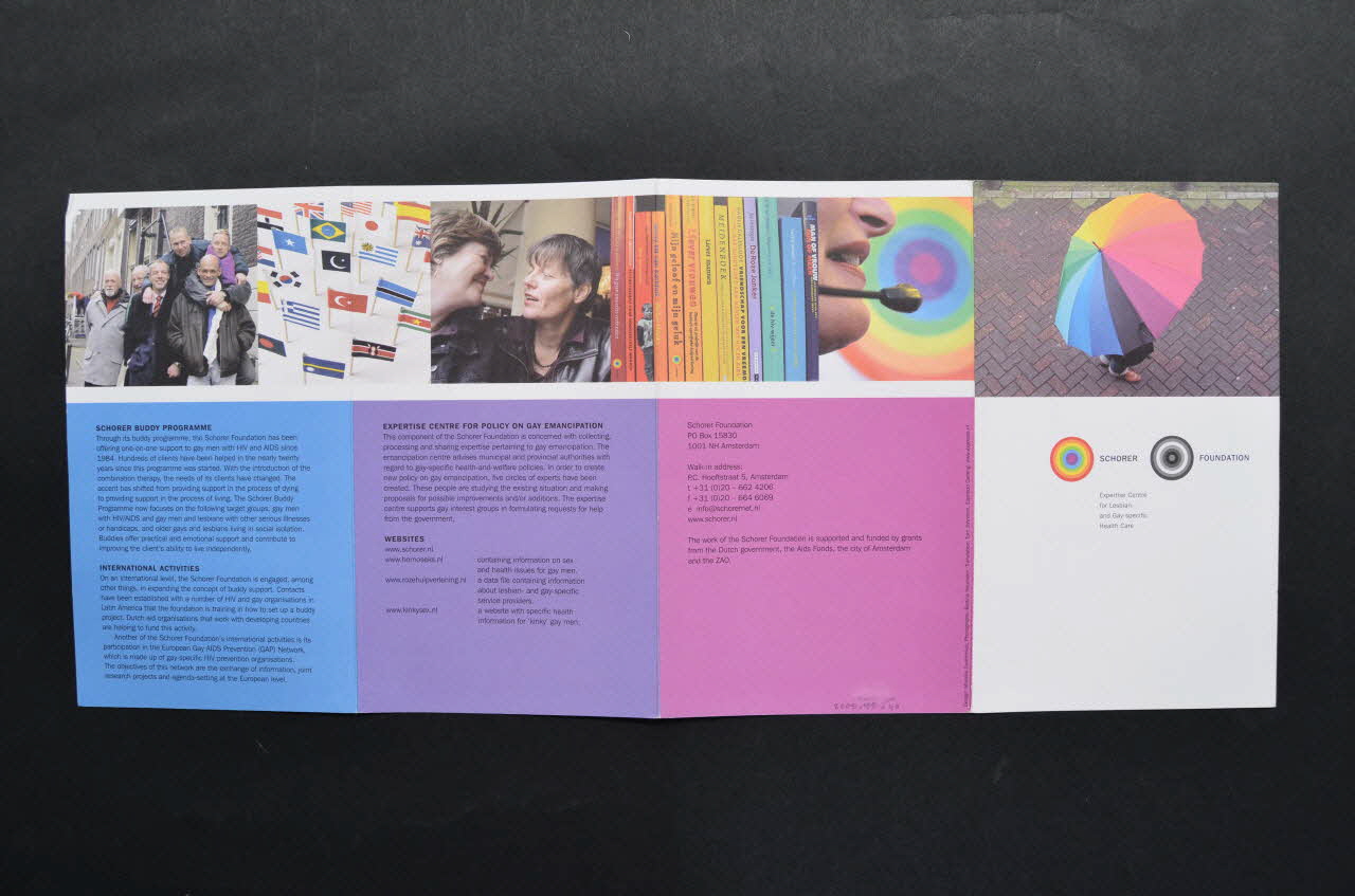 Dépliant "Schorer Foundation. Expertise Centre for Lesbian and Gay Specific health care" 2005.100.40 Photo Mucem