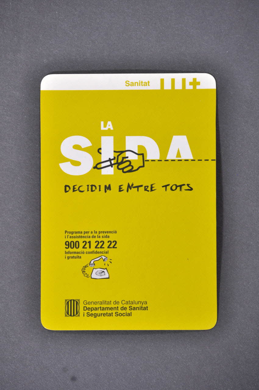 Generalitat De Catalunya, Departament de Sanitat i Assistència Social Carte calendrier "La sida decidim entre tots" Espagne 2003 2003.101.19 Photo Mucem