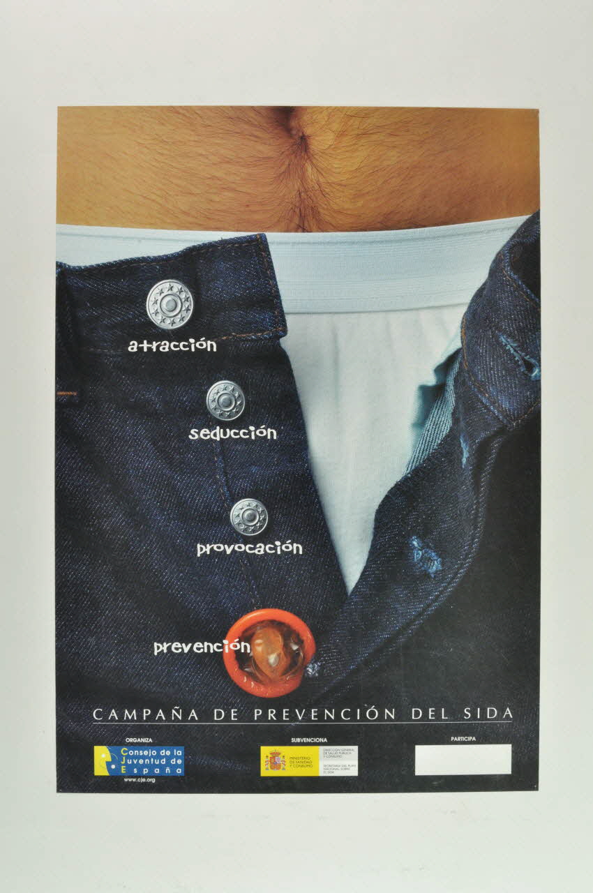 Consejo de la Juventud de Espana affiche "Attracion, seduccion, provocacion, prevencio" (garçon) Espagne 2003 2003.101.21 Photo Mucem