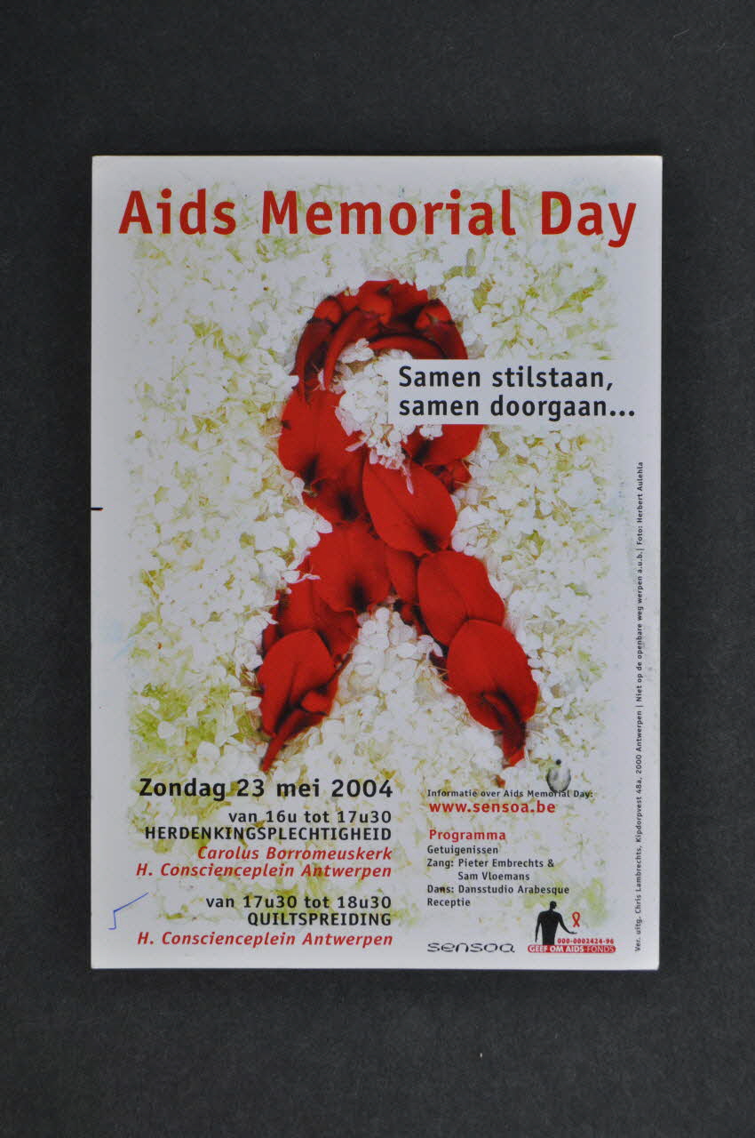 Sensoa flyer "AIDS memorial day" (Journée mémoriale du sida) Belgique 2004/5/23 2004.118.12 Photo Mucem