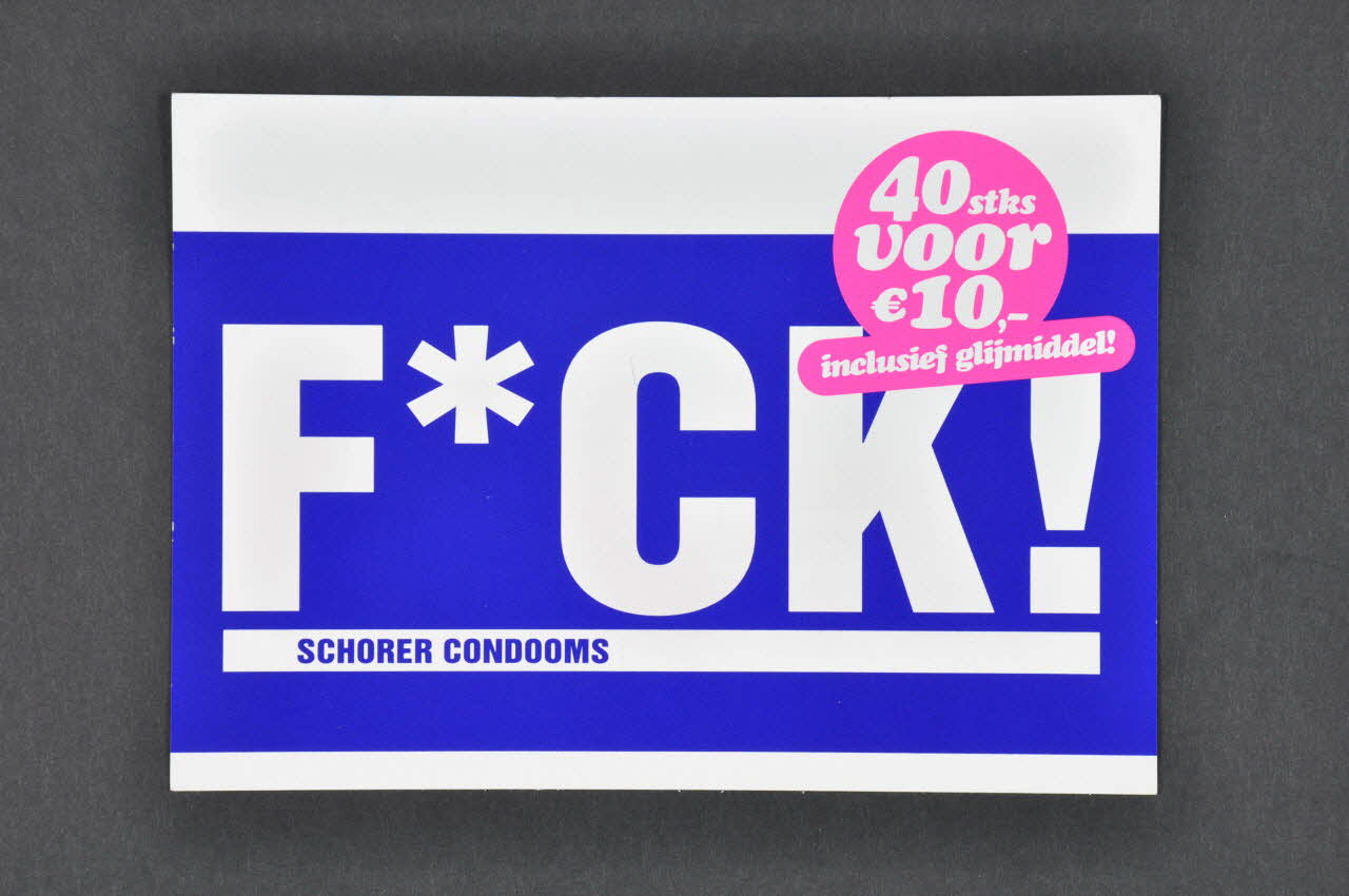 SAD Schorer Stichting flyer "F*ck !" Schorer condooms" (Fuck. Préservatifs de Schorer). Pays-Bas 2004 2005.100.55 Photo Mucem