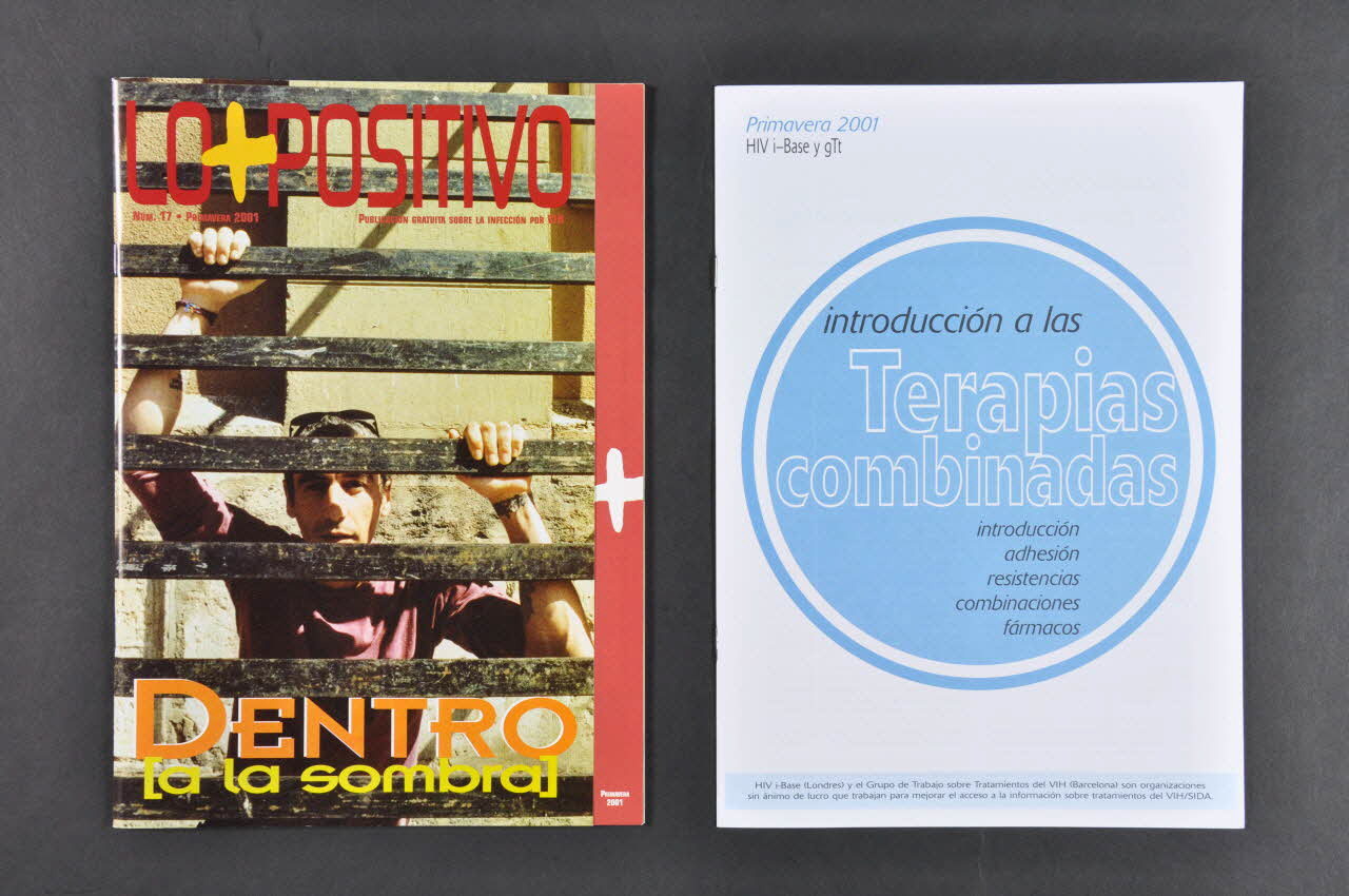 Grupo de Trabajo sobre Tratamientos del VIH (GTT-VIH) revue "Lo + Positivo", primavera 2001, n° 17 "Dentro a la sombra" (Dans l'ombre) Espagne 2001 2003.101.4.1-2 Photo Mucem