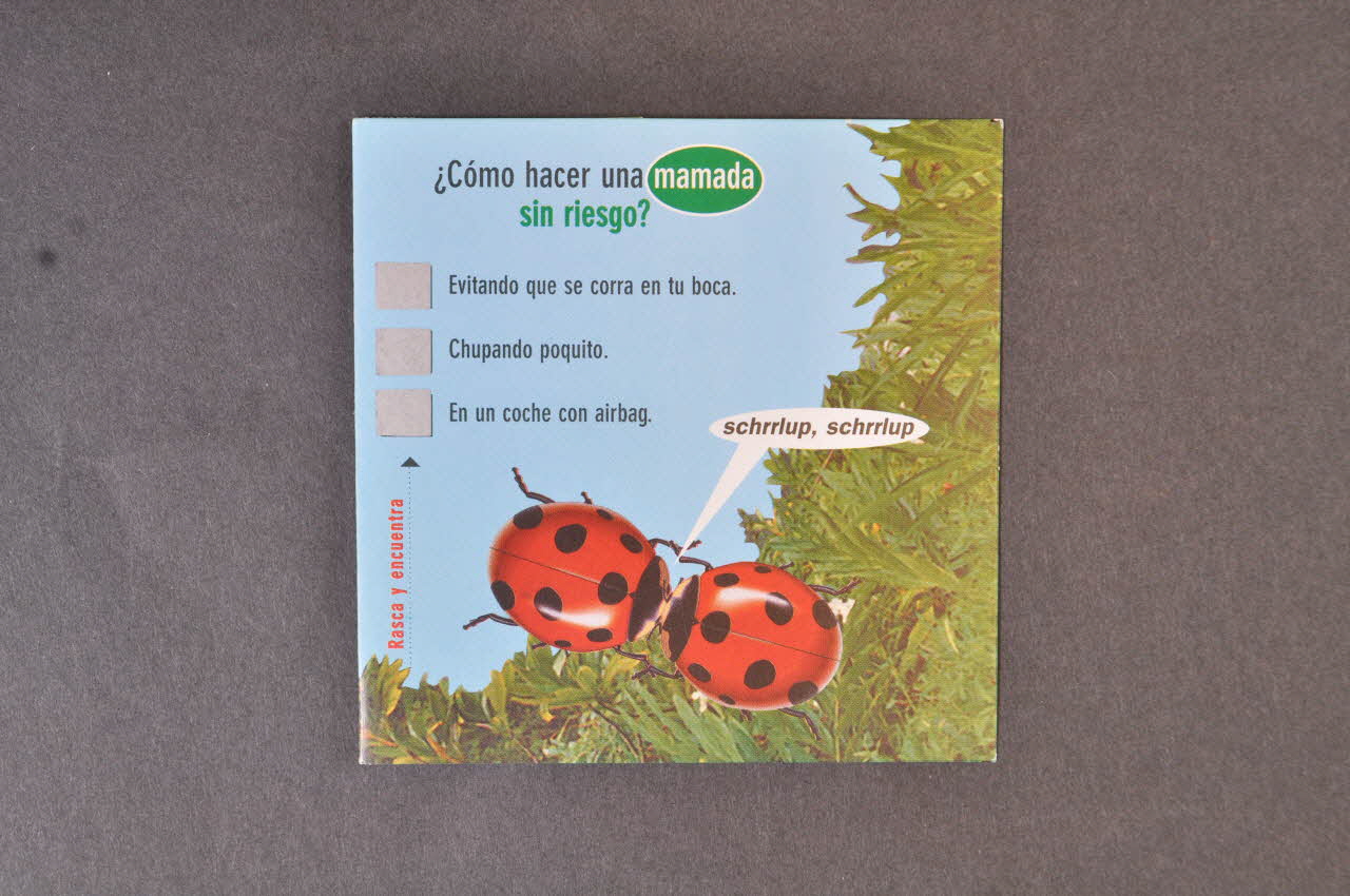 Dépliant "Como hacer una mamada sin riesgo? " (Comment faire une fellation sans risque) (vérifier la traduction) 2003.101.41 Photo Mucem