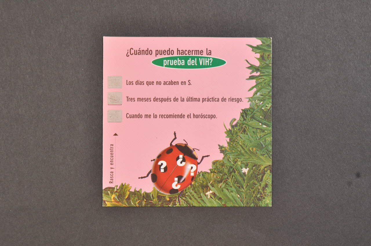 Dépliant "Cuando puedo hacerme la prueba del VIH?" (Quand faire le test de dépistage du VIH ?) 2003.101.43 Photo Mucem