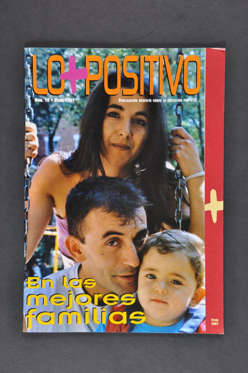 Grupo de Trabajo sobre Tratamientos del VIH (GTT-VIH) revue "Lo + Positivo", Otono 2001, n° 19  "En las mejores familias" (Dans les meilleures familles) Catalogne, Espagne 2001 2003.101.5 Photo Mucem
