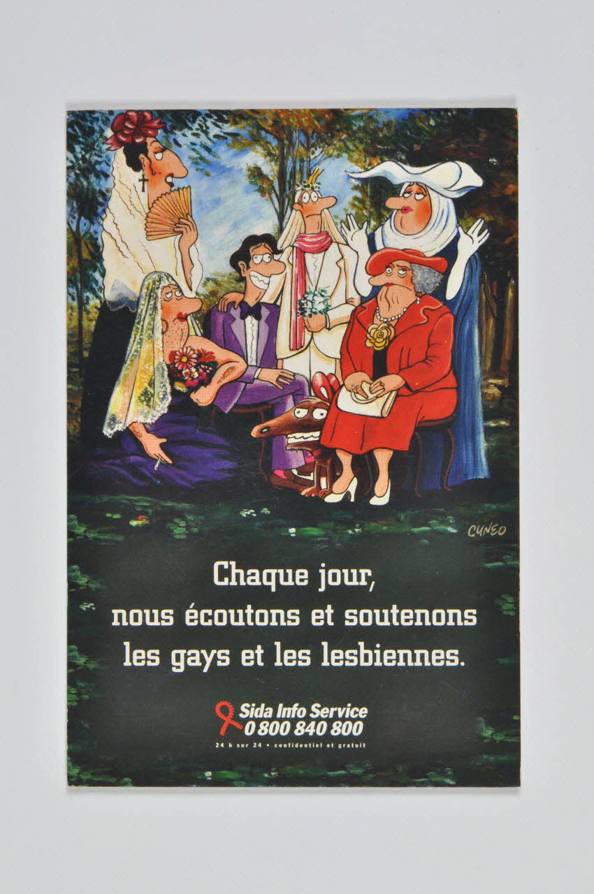 carte postale "Chaque jour, nous écoutons et soutenons les gays et les lesbiennes" 2005.101.115 Photo Mucem