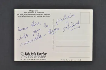 carte postale "Chaque jour, nous écoutons et soutenons les gays et les lesbiennes" 2005.101.115 Photo Mucem
