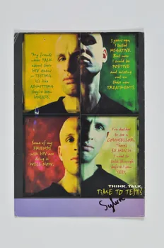 Terrence Higgins Trust carte postale "Think. Talk. Time to test ?" (Penser Parler Temps de se faire dépister ?) Grande Bretagne 1998 2005.101.116  Photo Mucem