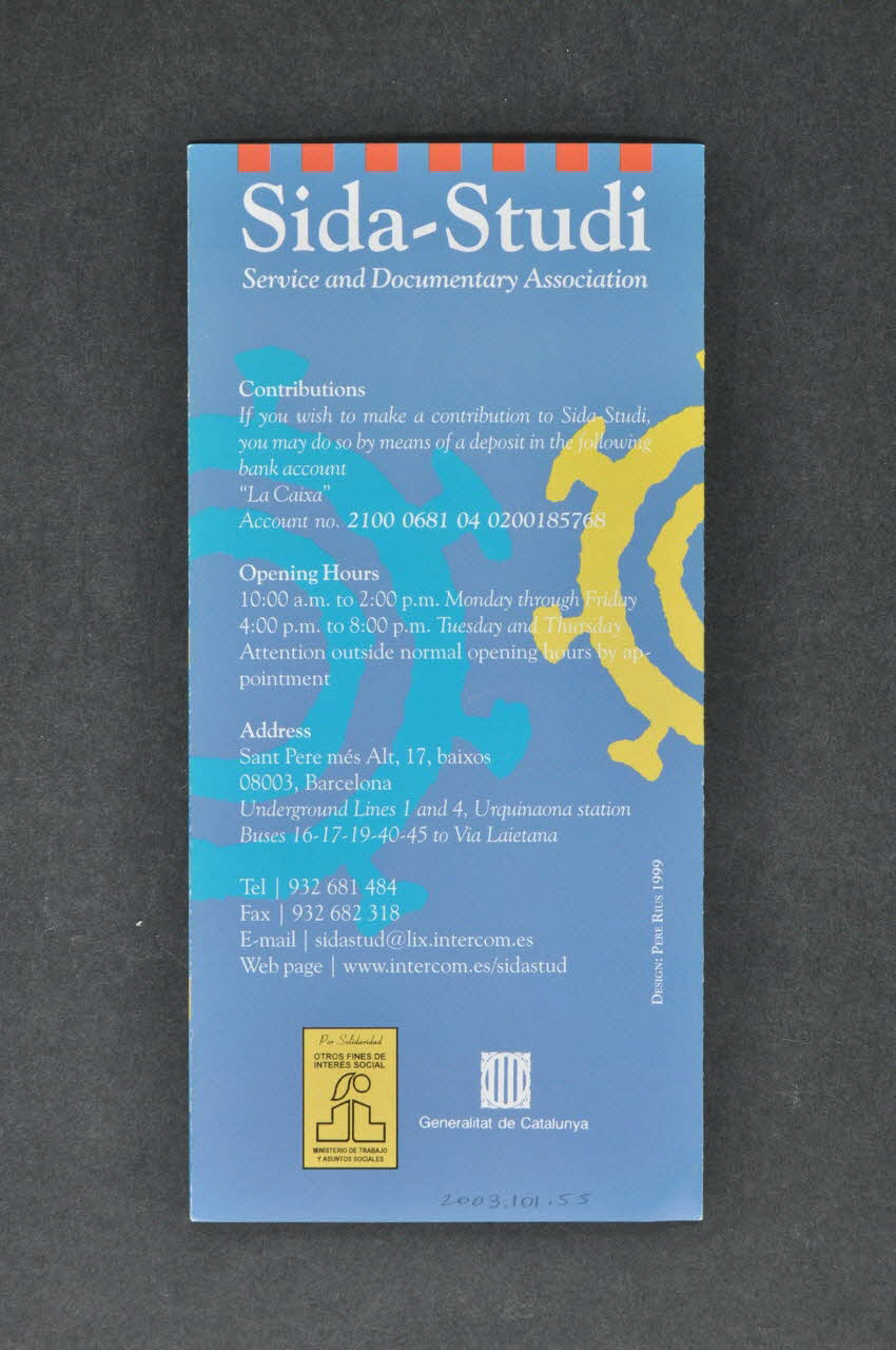 Dépliant "Sida-Studi. Service and documentary association" (en anglais) 2003.101.55 Photo Mucem