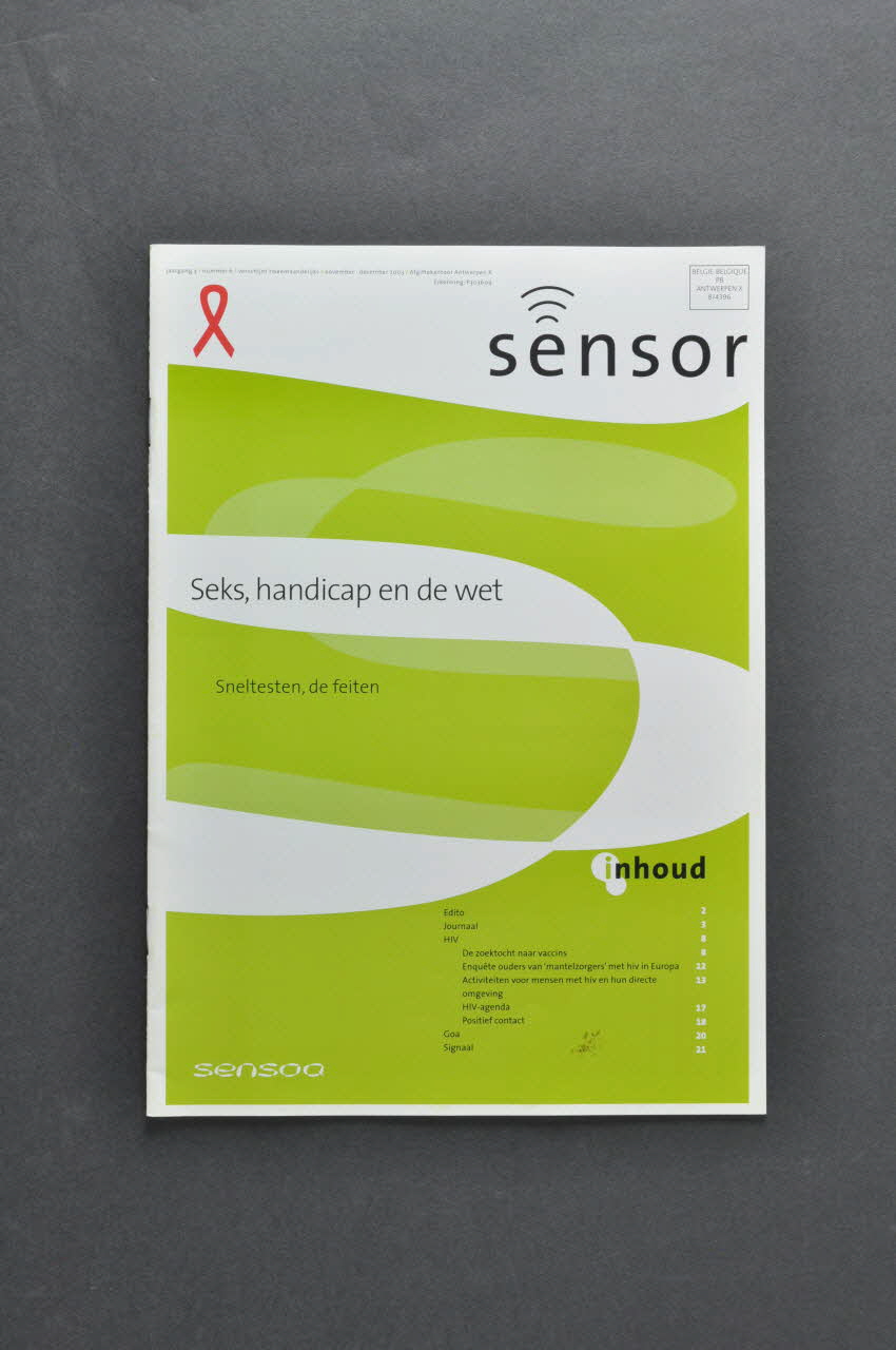 Sensoa Journal associatif "Sensor", n° 6, novembre décembre 2003 Belgique 2003 2004.118.46 Photo Mucem