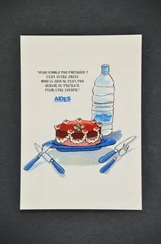 carte postale "Vous n'aimez pas partager ? C'est votre droit. Mais le sida ne peut pas servir de prétexte pour être égoïste" / "Campagne VIH/Sida et milieu de travail" 2005.101.137 Photo Mucem
