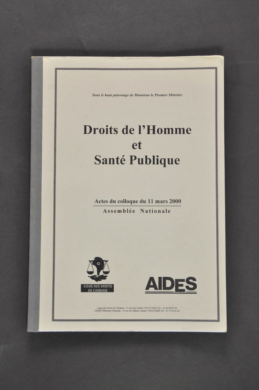 Aides, Ligue Des Droits De L'homme BROCHURE "Droits de l'Homme et Santé Publique" France 2000 2005.101.16 Photo Mucem
