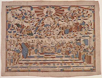 Raphaël ; Pierre-Fiacre Perdoux imagerie ancienne REUNION DE LA.FAMILLES.SAINTE.POUR L'INSTITUTION DU SAINT SACREMENT Orléans 1771-1805 1986.81.1 Photo RMN-Grand Palais (Mucem)