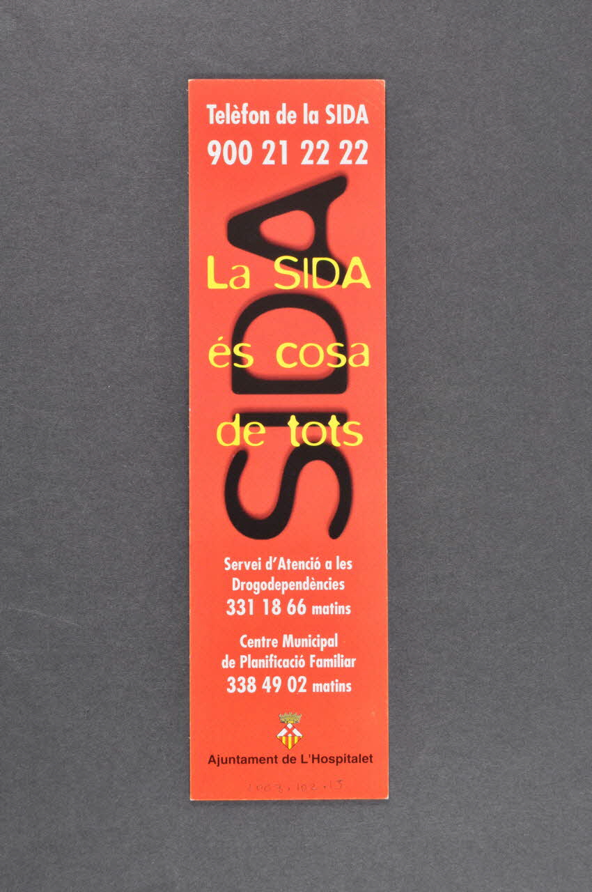 marque-page "La Sida es cosa de tots" (Le sida est l'affaire de tous) 2003.102.15  Photo Mucem