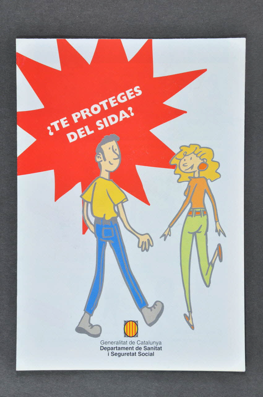 Generalitat De Catalunya, Departament de Sanitat i Assistència Social Dépliant "Te proteges del Sida?" (Te protèges-tu du sida ?) Espagne 1994 2003.102.20 Photo Mucem
