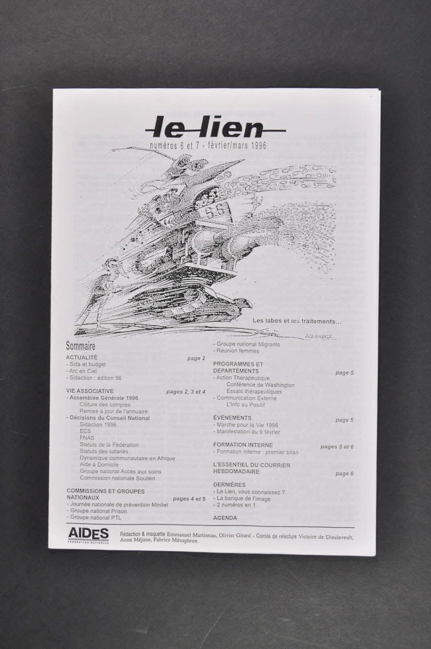 Aides Fédération Nationale Bulletin "Le lien", février mars 1996,  n° 6 et 7 / Les labos et les traitements France 1996 2005.101.38.1-2 Photo Mucem