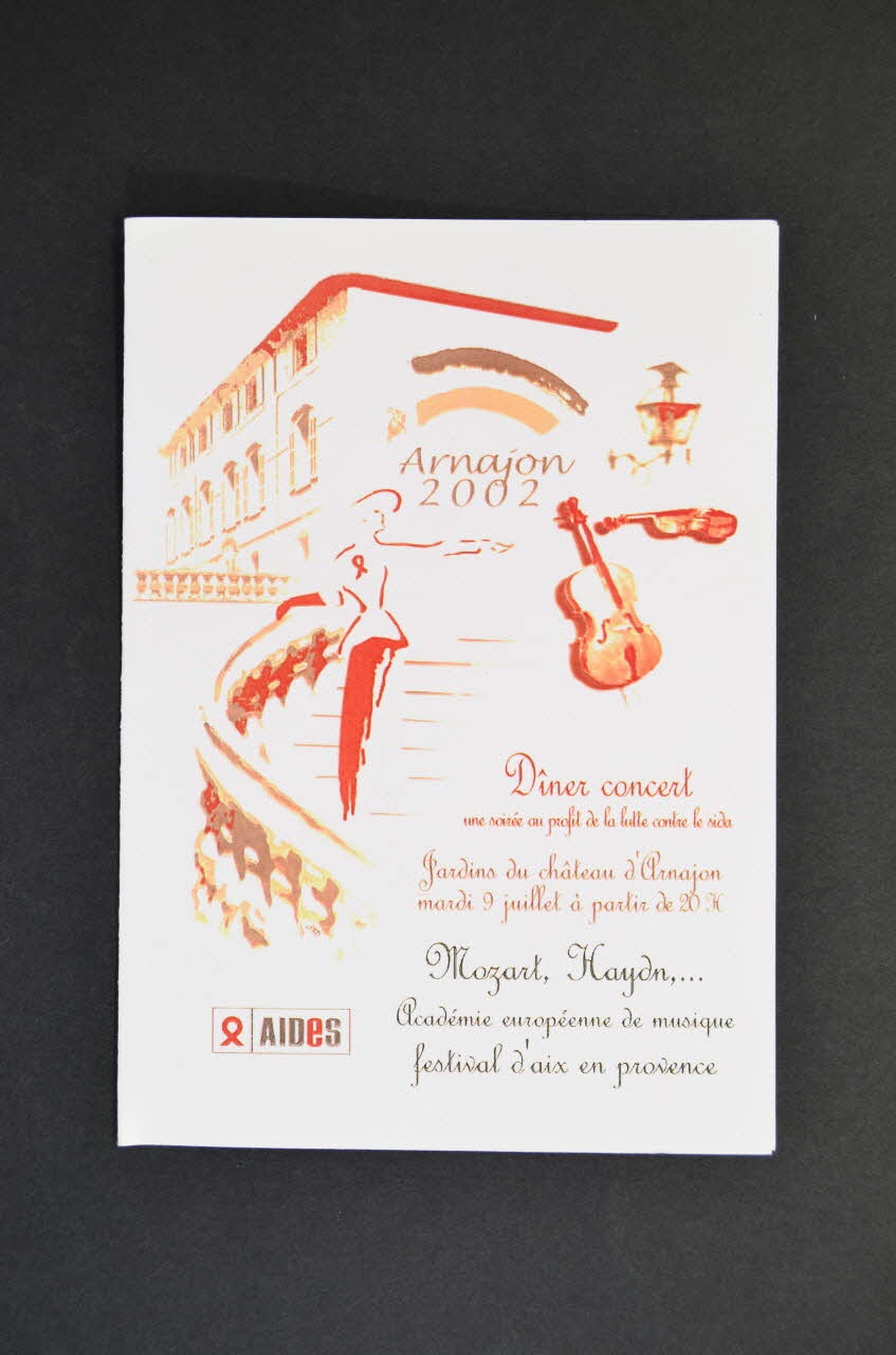 Aides Provence programme "Arnajon 2002" : "Dîner concert. Une soirée au profit de la lutte contre le sida" France 2002/7 2005.101.61.1 Photo Mucem
