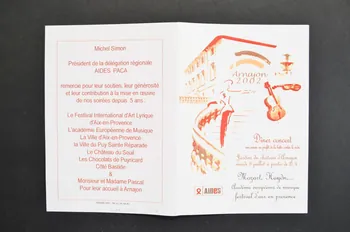 Aides Provence programme "Arnajon 2002" : "Dîner concert. Une soirée au profit de la lutte contre le sida" France 2002/7 2005.101.61.1 Photo Mucem