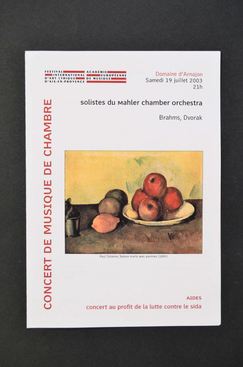Aides Provence programme "Concert de musique de chambre au profit de la lutte contre le sida" France 2003/7 2005.101.63 Photo Mucem