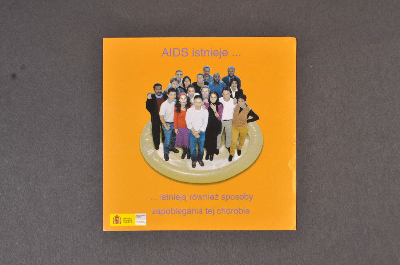 Espagne. Ministerio de sanidad y consumo autocollant "Le sida existe ...  Les moyens de l'éviter aussi" (néerandais) Espagne 2003 2003.102.51 Photo Mucem