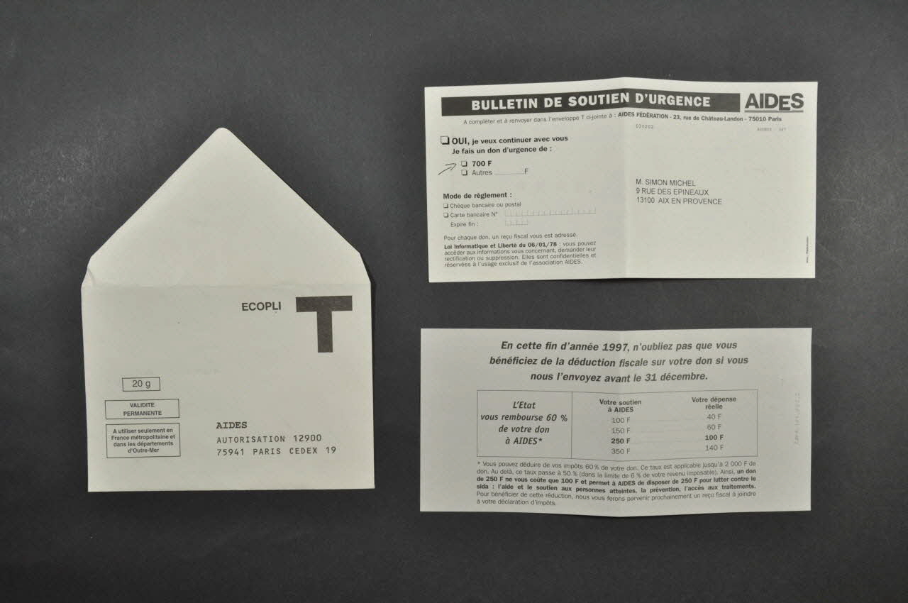 AIDES Bulletin de souscription France 1997/12 2005.101.72.1-3 Photo Mucem