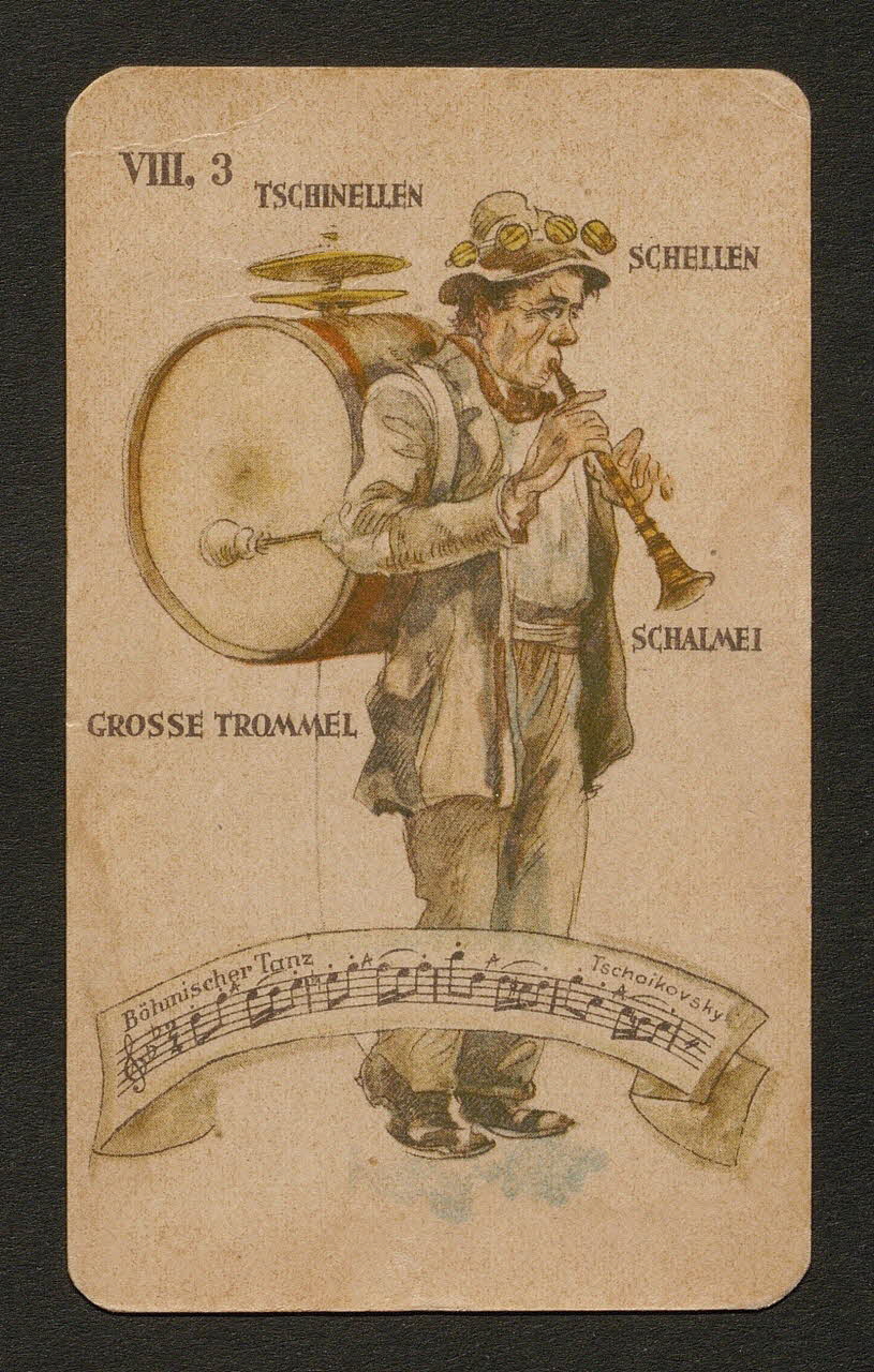 carte à jouer TSCHINELLEN, GROSSE TROMMEL, SCHALMEI, SCHELLEN 2002.32.31 Photo