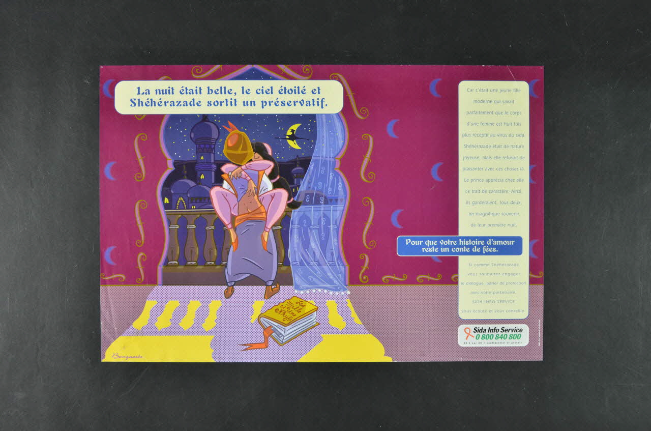 Sida Info Service - Ligne Azur affiche "La nuit était belle, le ciel étoilé et Shéhérazade sortit un préservatif" France 1999 2003.104.1 Photo Mucem