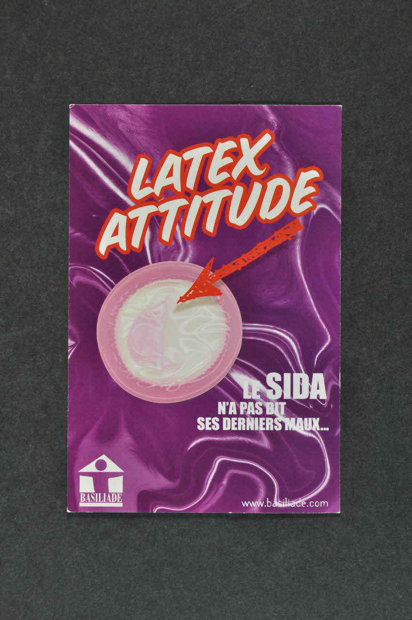 Basiliade carte postale "Latex attitude. Le sida n'a pas dit ses derniers maux..." France 2005 2005.11.9 Photo Mucem