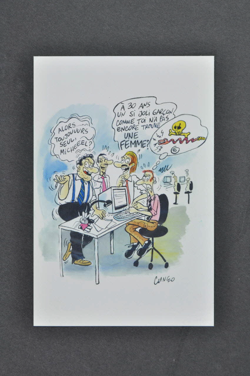 Sida Info Droit / Sida Info Service carte "Travail ... Alors, toujours seul..." (Cunéo) France 2000 2003.104.25 Photo Mucem