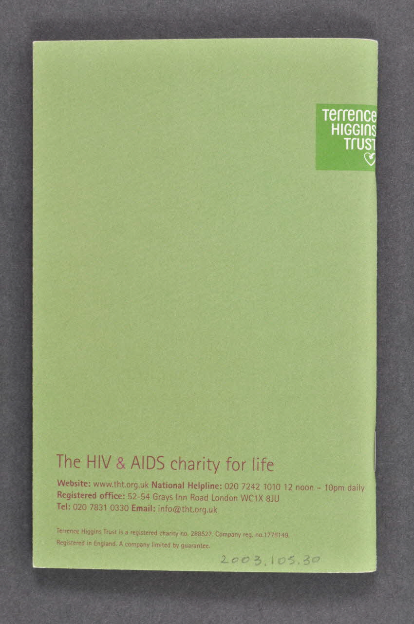 Terrence Higgins Trust BROCHURE "Le sexe et la santé. Informations concernant la santé sexuelle pour les africains" Grande Bretagne 2002/6 2003.105.30 Photo Mucem