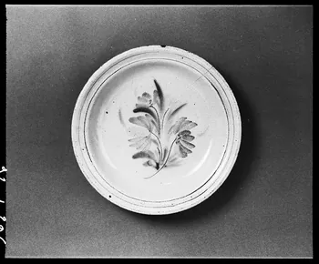 photographie Plat en terre vernissée polychrome. Décor végétal. 1875 Ph.1992.1.396  Photo