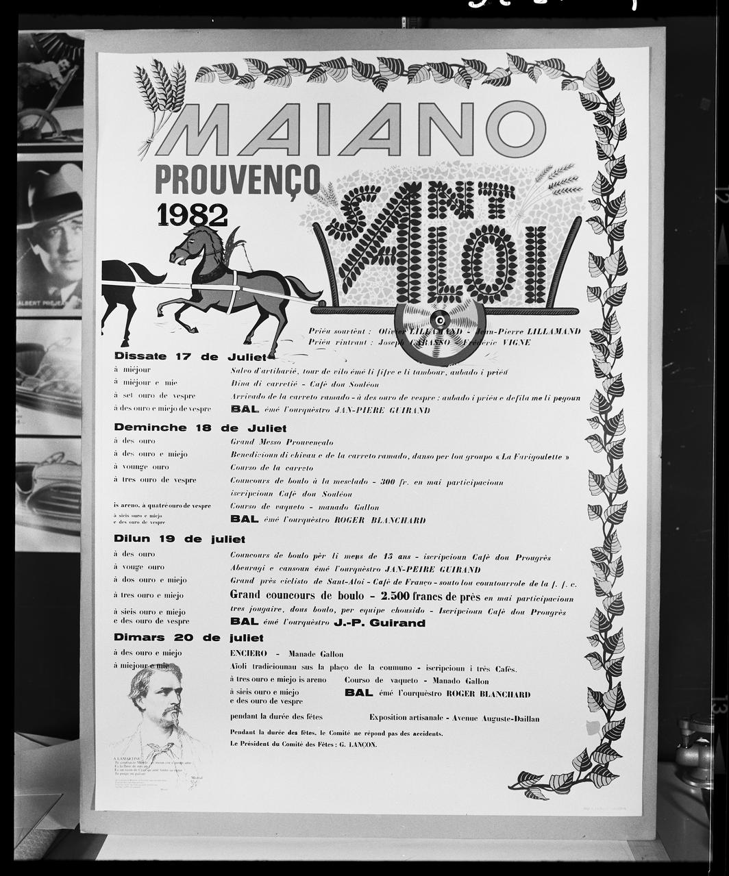 photographie Affiche publicitaire datant de 1982. Représentation d'une fête locale dédiée à saint Eloi. Reproduction industrielle couleur Ph.1992.2.329  Photo