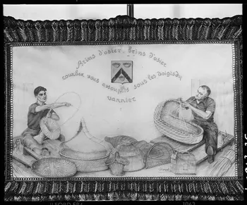 photographie "Brins d'osier… Courbez-vous…". Dessin de E. Chimot, daté aux alentours de 1925. Au crayon, légèrement colorié Ph.1992.2.664  Photo