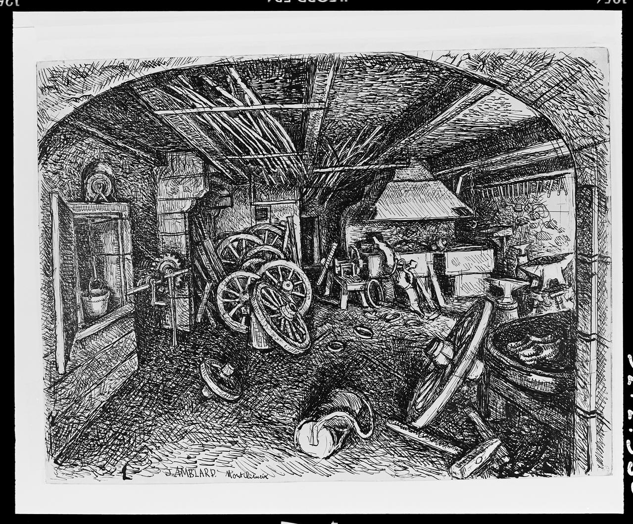 photographie La forge de b. brechard à montcheneix.encre noire de J. Amblard Ph.1992.2.930  Photo