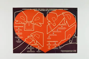 Aide Suisse Contre Le Sida, Campagne Stop Aids affiche "4 esercizi dell' amore per quelli che vorrebbero essere fedeli. Meglio ancora se già lo sons" (en italien) "4 exercices amoureux pour tous ceux qui aspirent à la fidélité, sans encore la pratiquer" (en français) Lorraine, France 1999 2004.119.208 Photo Mucem